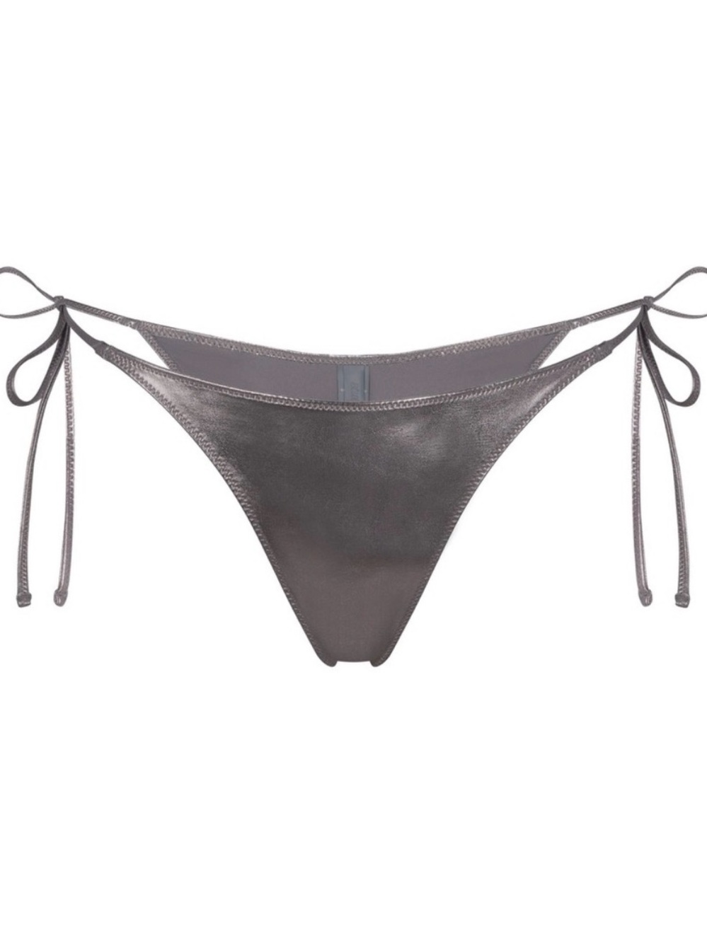 SKIMS Metallic Carbon gunmetal Triangle Bikini Set - Picture 2 of 5